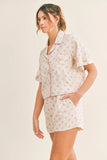 Polka Dot Collar Crop Top and Short Lounge Set