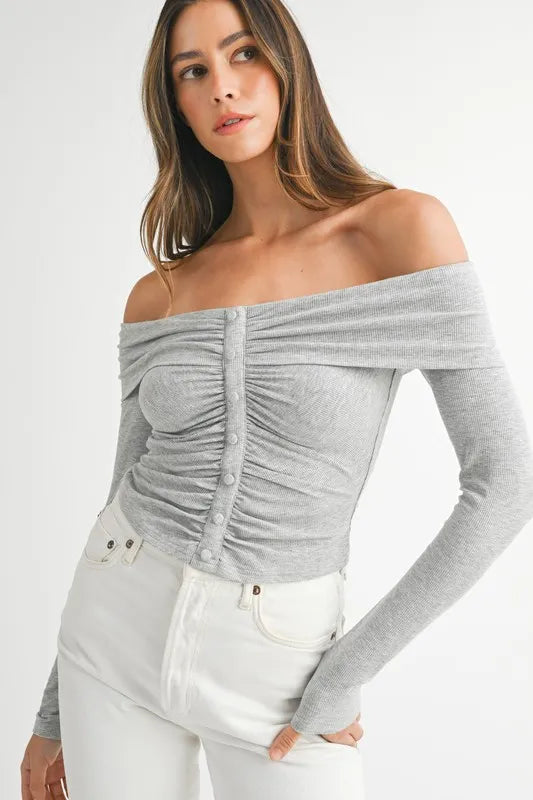 Off-Shoulder Long Sleeve T-Shirt