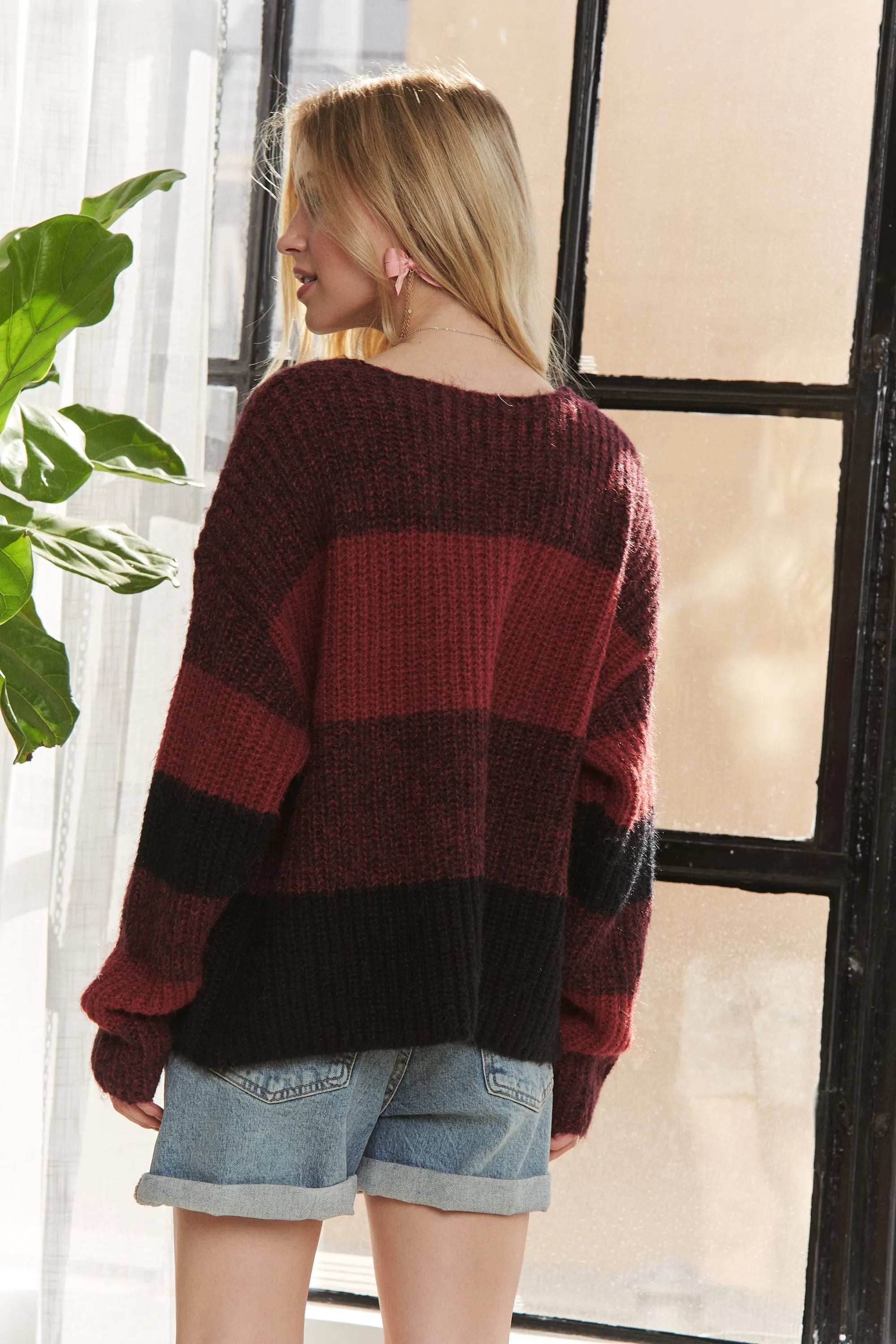 Long Sleeve Color Block Sweater