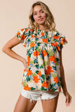 Multi Color Floral Print Woven Top