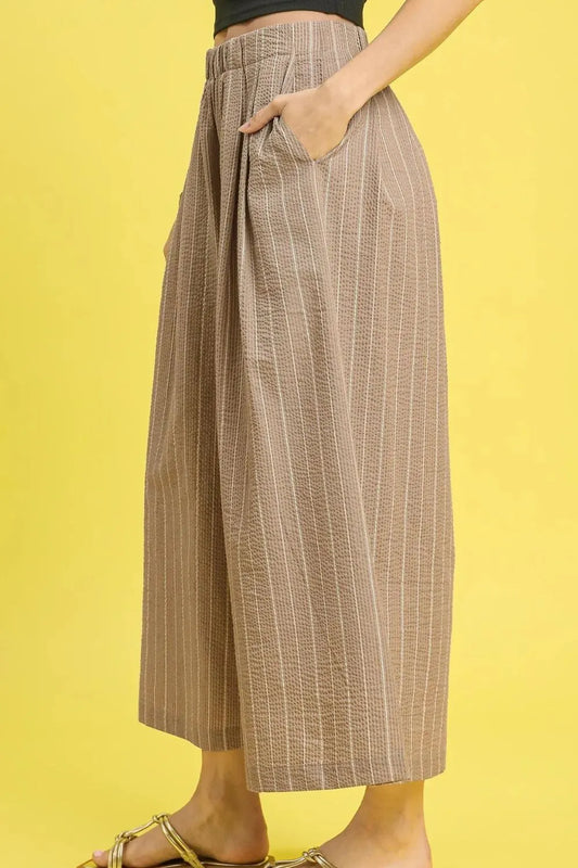 Striped Crop Wide-Leg Pants