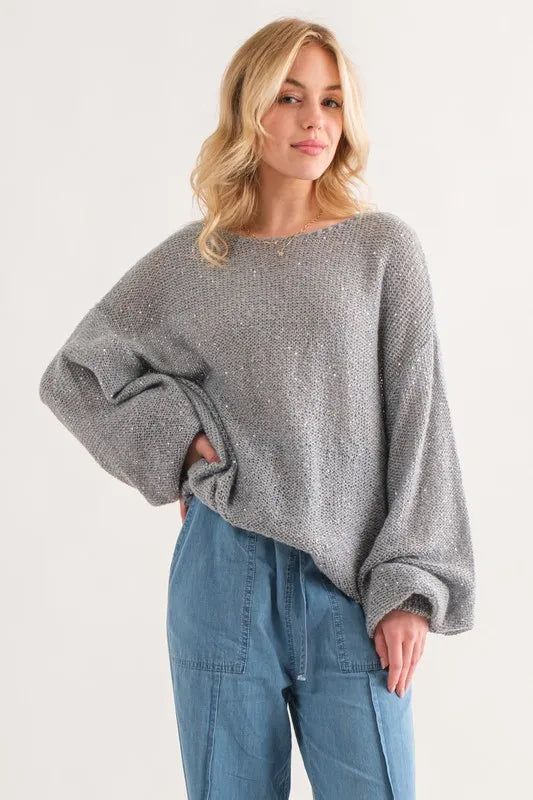 Sequined Light Weight Pullover Sweater