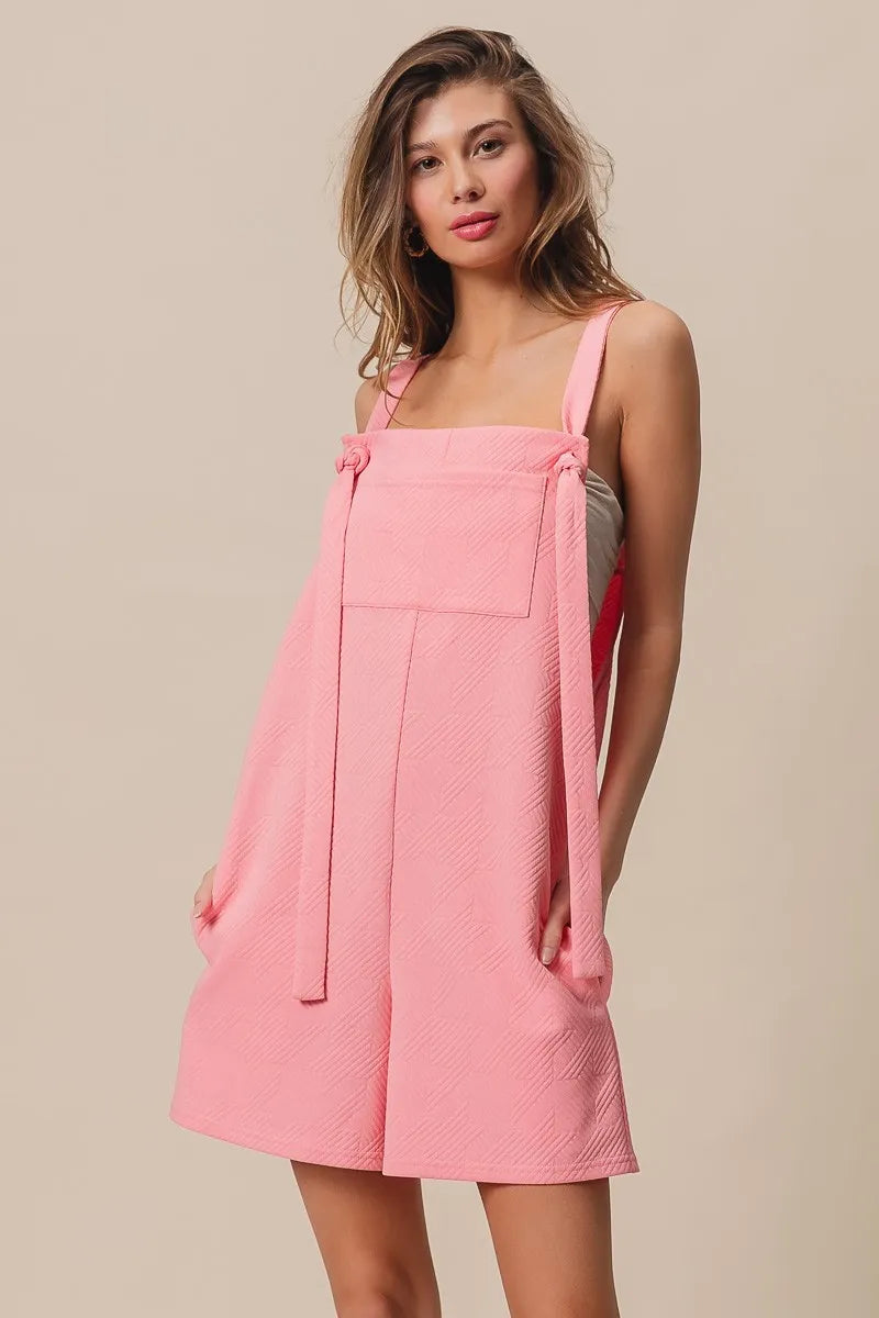 Texured Jacquard Romper with Side Pockets