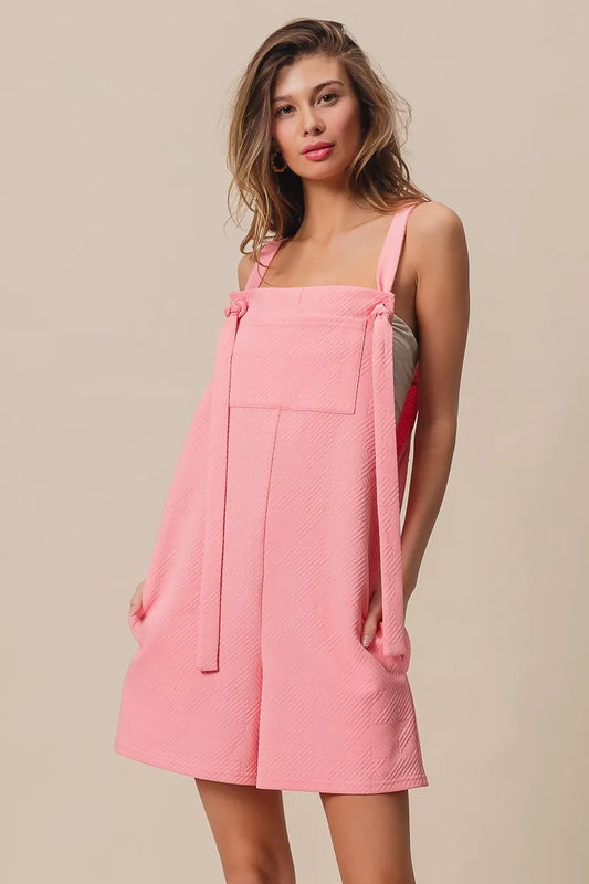 Texured Jacquard Romper with Side Pockets