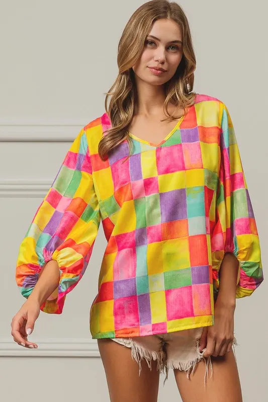 Multi Block Bubble Pop Ballon Top