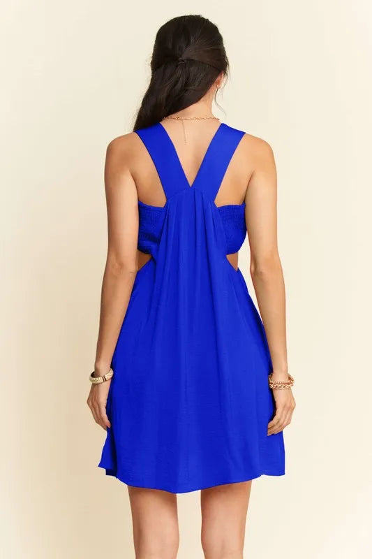 Washed Satin Cutout Skirt Bandeau Mini Dress