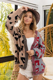 Chic Pattern Block Buttoned Sweater Cardigan