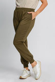 Full Size High Rise Elastic Waist Knit Joggers with Pockets Plus Size