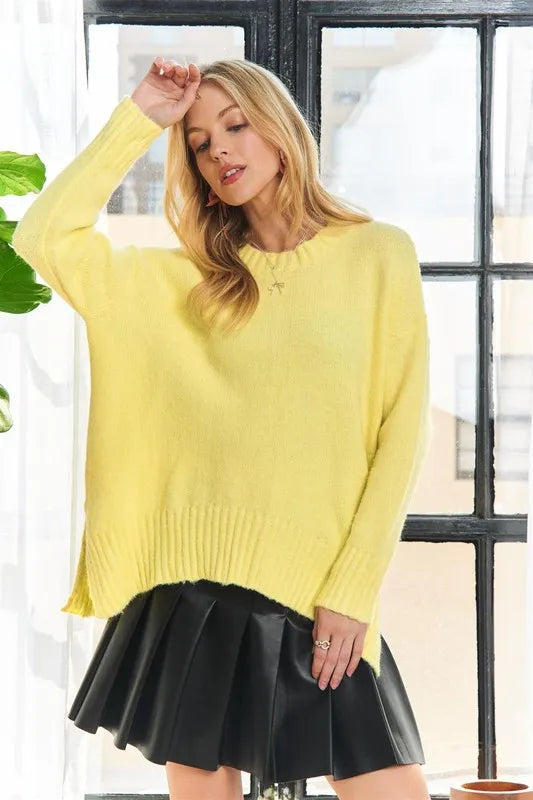 Side Slit Soft Sweater Top