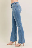 Full Size Mid Rise Distressed Edge Bootcut Denim Pants