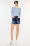 Mid Rise Button Fly Denim Shorts