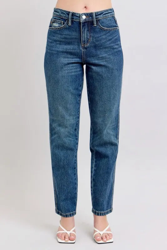 Full Size High-Rise Rigid Straight Leg Magic Denim Jeans