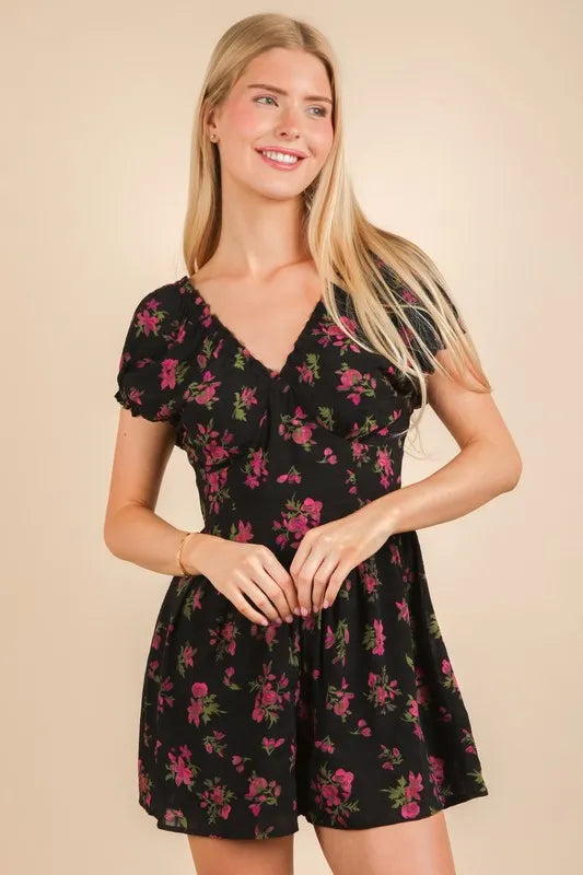 Floral Printed Ruffle Romper