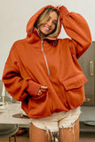 Half Zip Retro Wash Fleece Hoodie