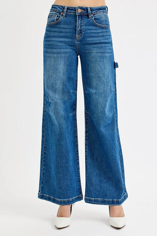 Full Size Patch High-Rise Wide Leg Jeans