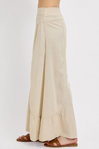 Shirring Detail Wide Leg Pants