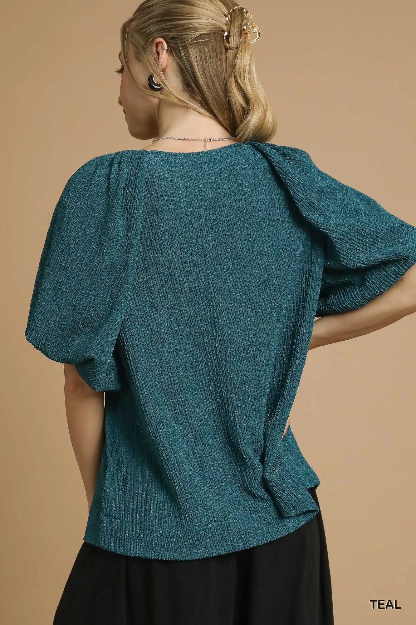 Flutter Sleeve Notch Neck Blouse