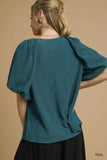 Flutter Sleeve Notch Neck Blouse