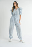 Eyelet Lace Ruffle Shoulder Jumpsuit