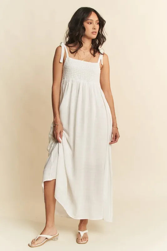 Smocked Sleeveless Maxi Cami Dress