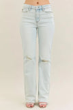 Full Size Distressed Hem Vintage Bootcut Jeans