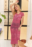 Lurex Crochet Lace Up Cover Up Dress