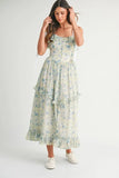 Floral Printed Shoulder Strap Midi Dress
