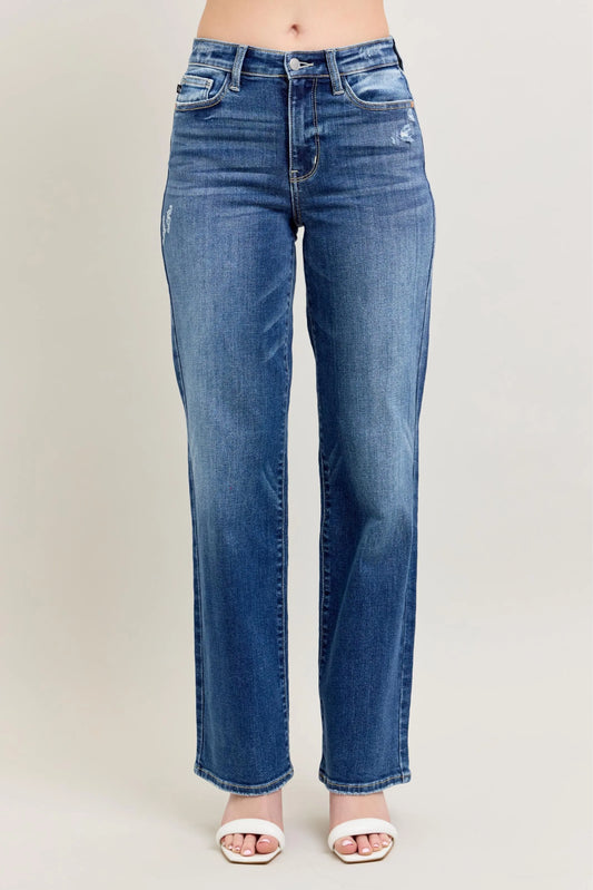 Full Size Retro High Waist Straight Leg Jeans