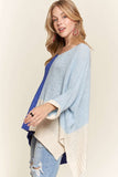 Side Slit Color Block Long Sleeve Sweater