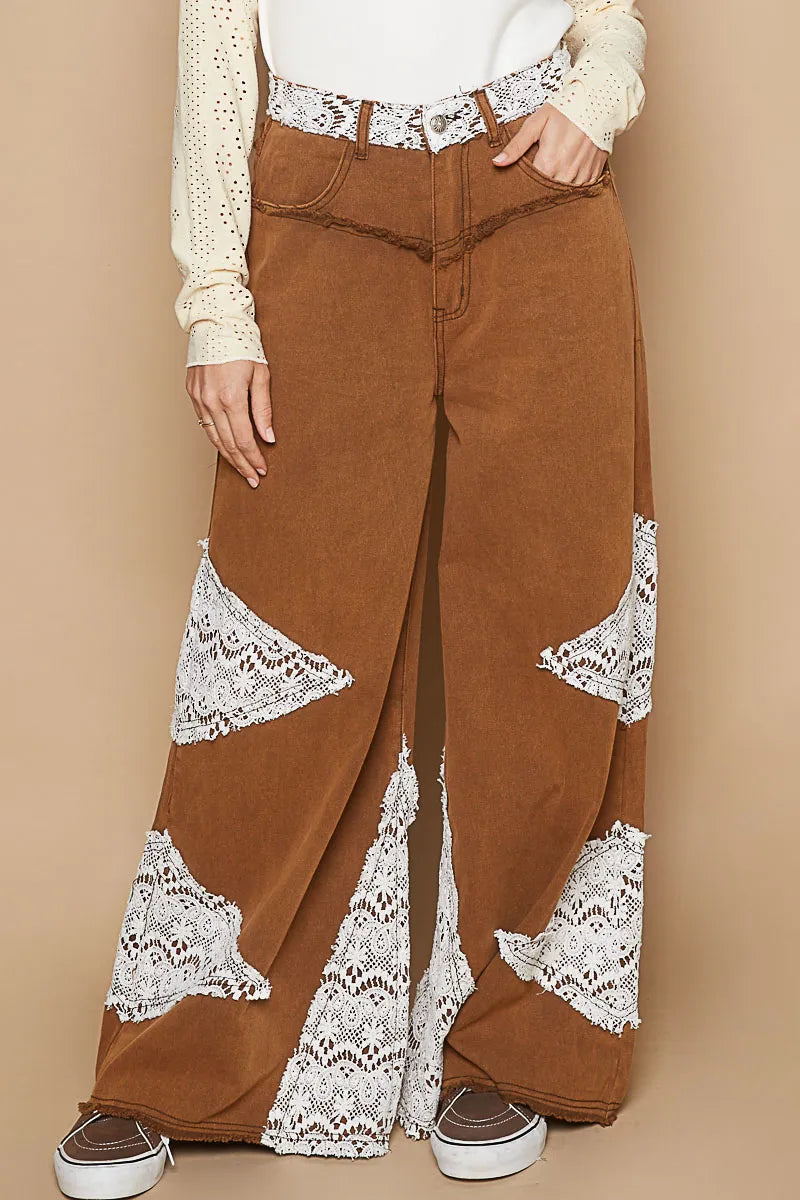 Geometric Lace Bohemian Palazzo Pants