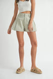 Pleated High Waist Twill Shorts