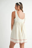 Zig Zag Embroidered Shoulder Tie Mini Dress