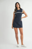 Contrast Piping Square Sailor Collar Mini Dress