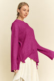 High-Low Round Neck Drop Shoulder Sweater
