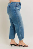 Plus Size High Waist Rigid Magic Destroy Hem Crop Wide