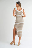 Striped Rib Knit Midi Dress
