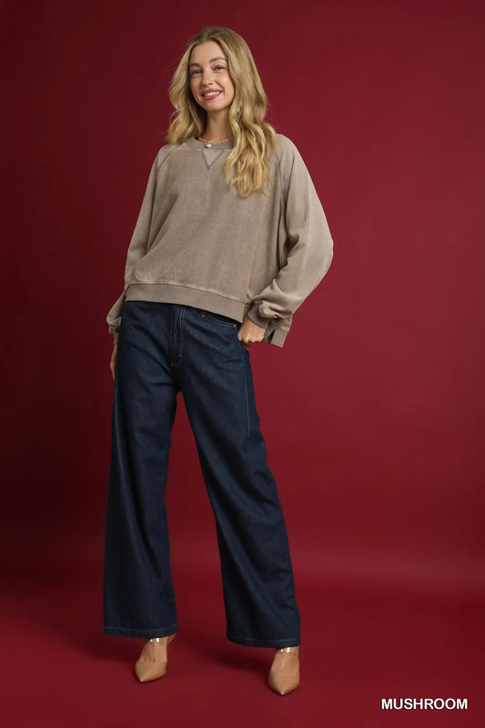 Edgy Mineral Wash Terry Sweatshirt