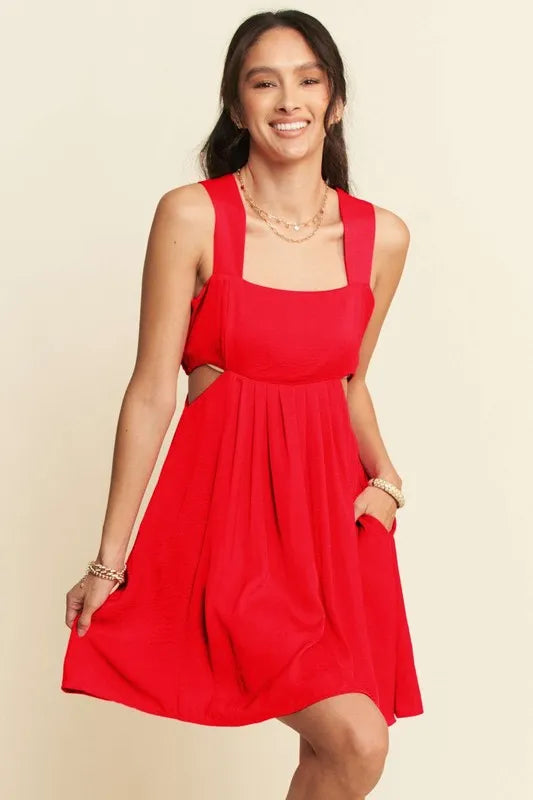 Washed Satin Cutout Skirt Bandeau Mini Dress