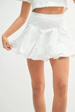Puff Sleeve Button Down Top and Bubble Skirt Set