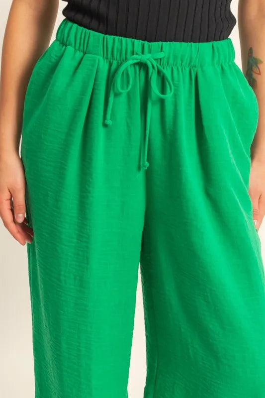 Elasticized Waist Wide Leg Pants