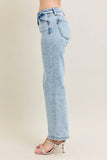 Full Size High Waist Vintage Finish Straight Jeans