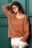 Mink Lurex Stitched Button Detail Top
