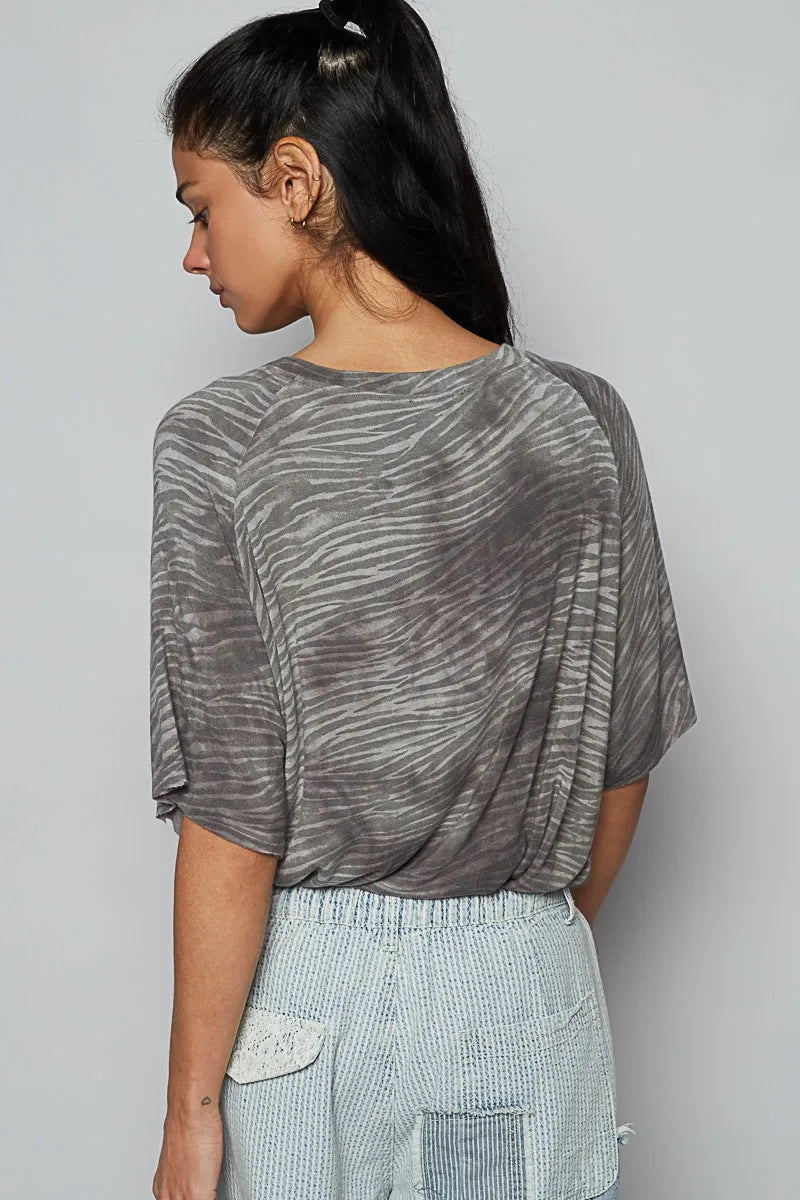 Melange Texture Relaxed Fit Round Neck Tee