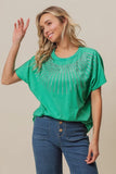 Rhinestone Beaded Short Sleeve Top