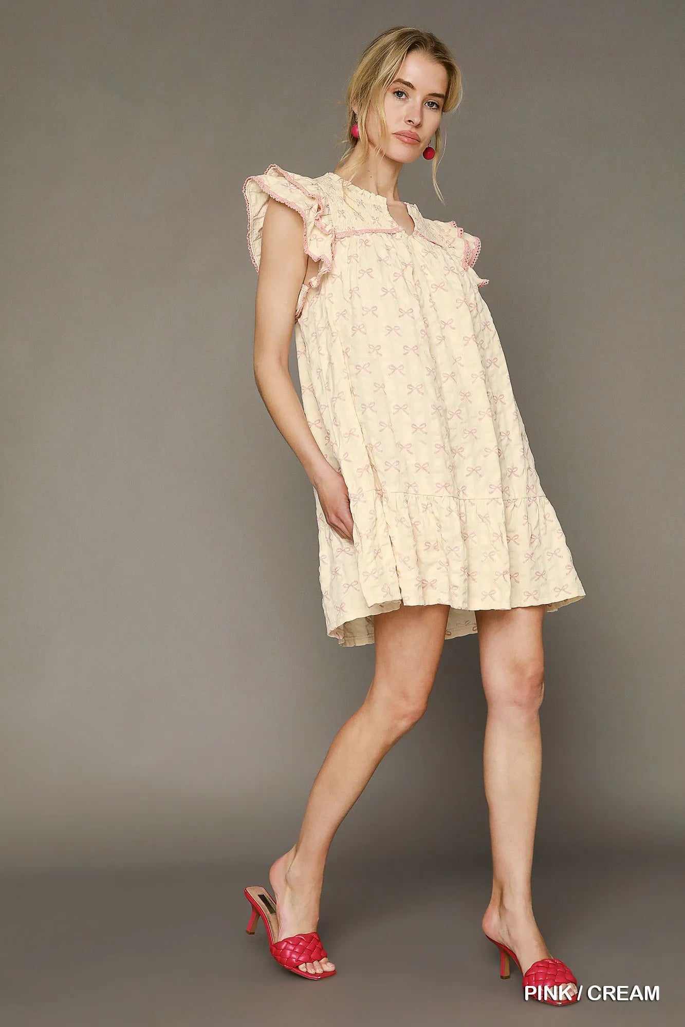 Floral Ruffle Sleeve Button-Up Mini Dress