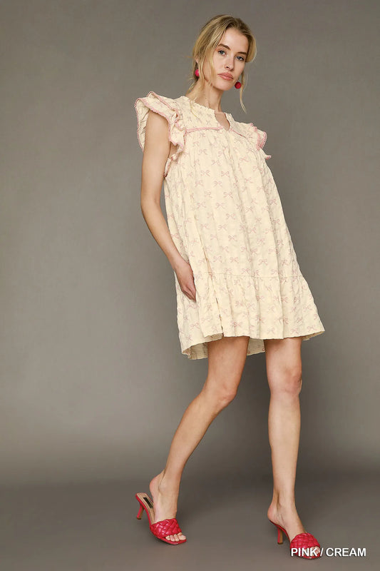 Floral Ruffle Sleeve Button-Up Mini Dress