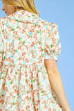 Vintage-Inspired Puff Sleeve Tie-Front Mini Dress