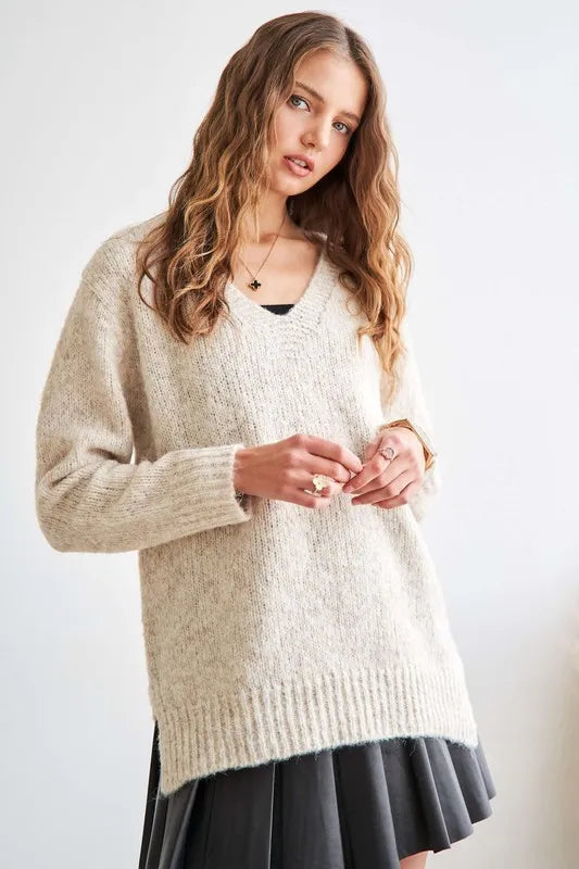 Two Tone Sweater Tunic Top