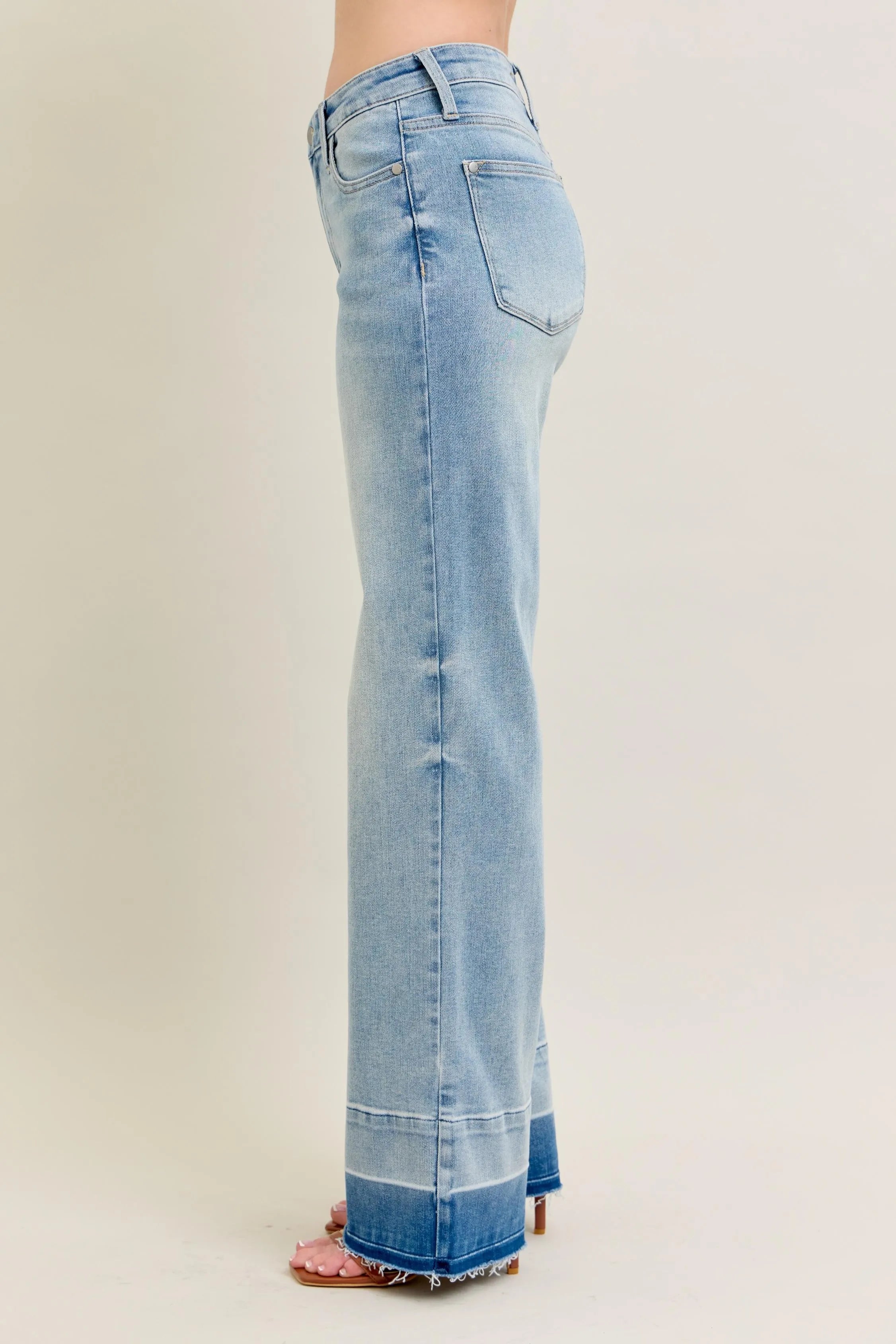 Full Size High-Rise Raw Hem Relaxed Jeans