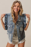 American Flag Washed Denim Jacket